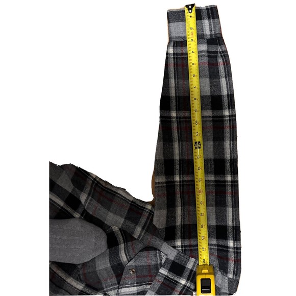 Vintage Allen Wickfield Wool Shirt Jacket Button Black White Red Plaid L - Picture 5 of 6